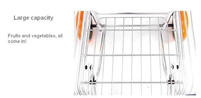 Supermarket Wholesale Aluminum Folding Shopping Basket Cart Foldable Grocery Trolleys