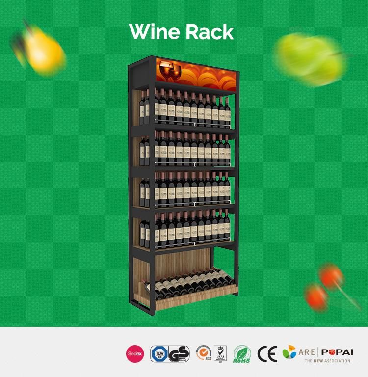 Supermarket Equipment Showcase Shelf and Metal Wine Rack