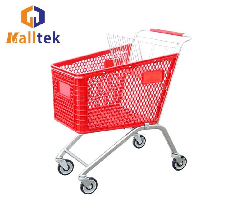 European Style Supermarket Plastic Shopping Trolley