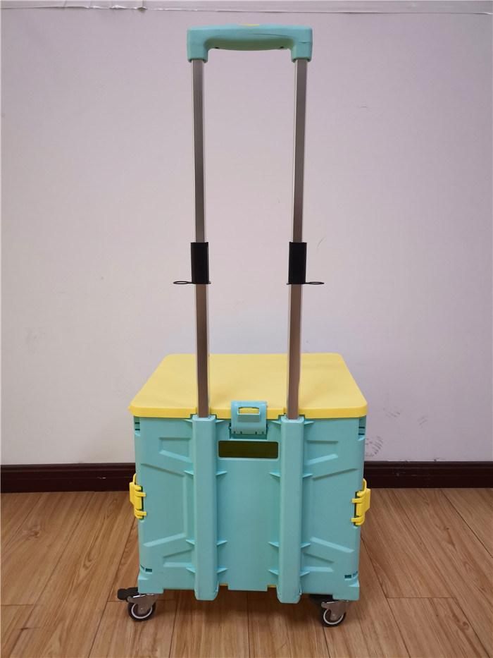 Manufacturer Plastic Basket Easy Box Trolley Shopping with Wheels