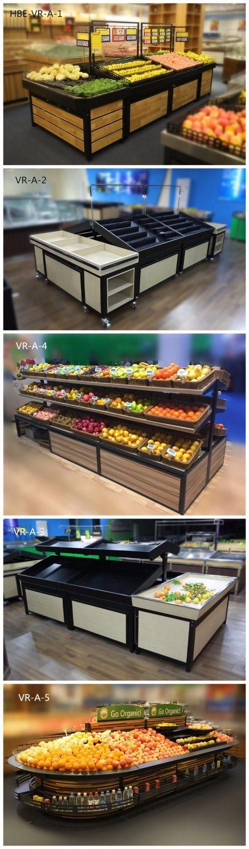 Supermarket Wood Vegetable Display Shelf Fruit Display Rack