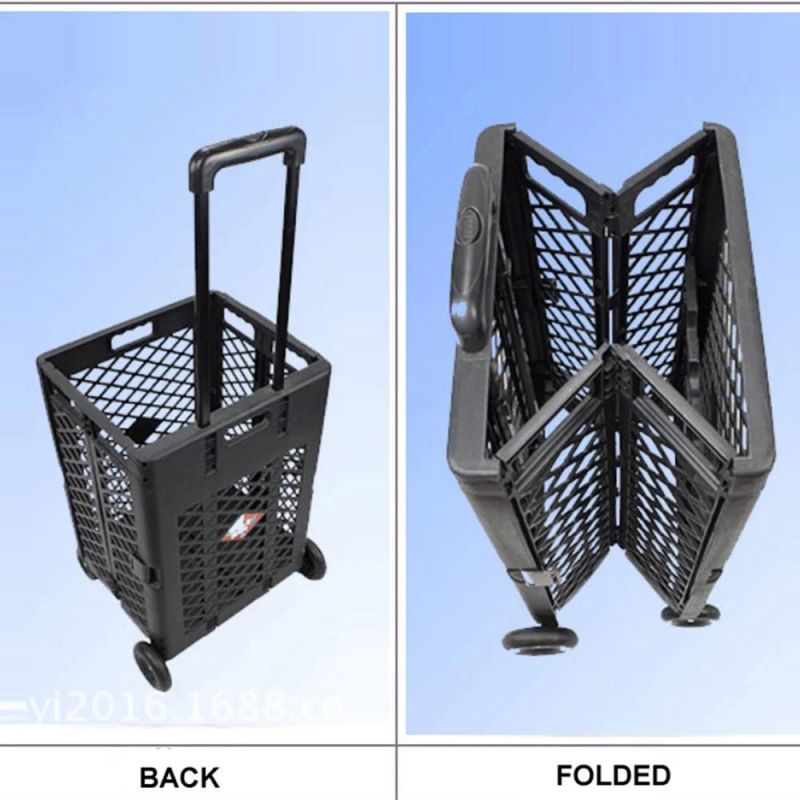 Wholesale Collapsible Plastic Mesh Crate Trolley Foldable Shopping Trolley