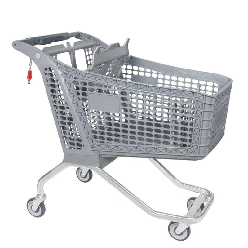 Plastic Shopping Trolley Customized Color Supermarket Cart