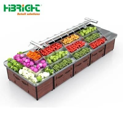 Produce Store Sprayed Mist Fresh Wood Display Rack