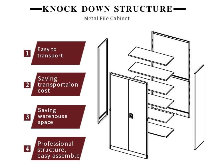 Professional Structure Short File Cabinet with 2 Swing Glass Door