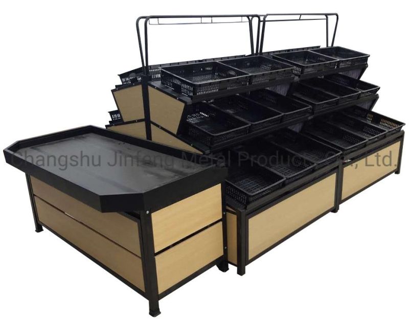 Supermarket Equipment Vegetable Display Rack Wooden Racking