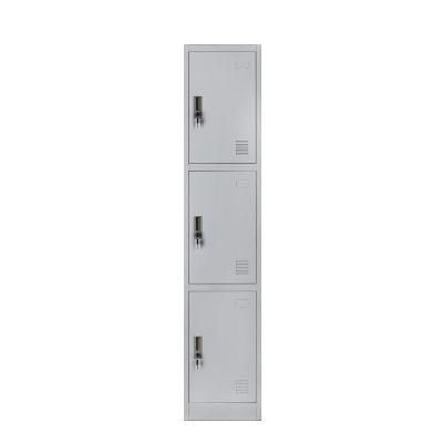 Hotel Sell Knock Down 3 Door Metal Steel Staff Sports Storage Locker Cabinet for Gym