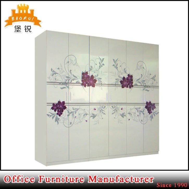 Wholesale Flower Printed Metal Furniture Steel Dressing Locker Wardrobe