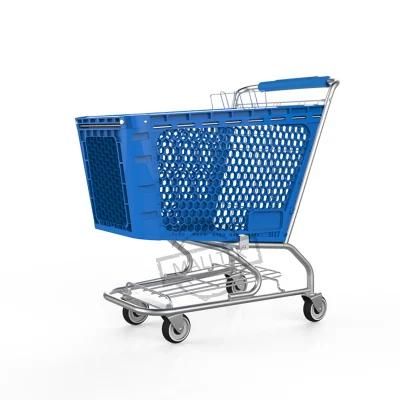 Serviceable Half Plastic Supermarket Unfolding Shopping Trolley Cart