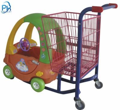 Mini Supermarket Children Trolley Kids Metal Shopping Carts with Cars