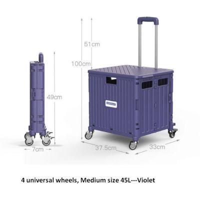 China Manufacturer Multi Colors Folding Plastic Cart Grocery Shopping Trolleys Portable