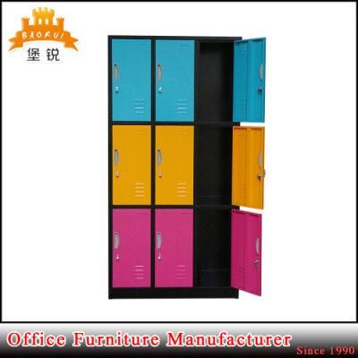 Jas-030 Hot Sale Steel Metal 3 Tier 9 Door Clothes Locker Wardrobe