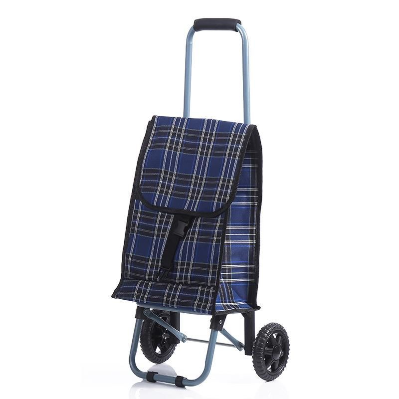 Fashion Simple Classical Popular Best Selling Foldable Styles Plaid Fabric Shopping Trolley Cart