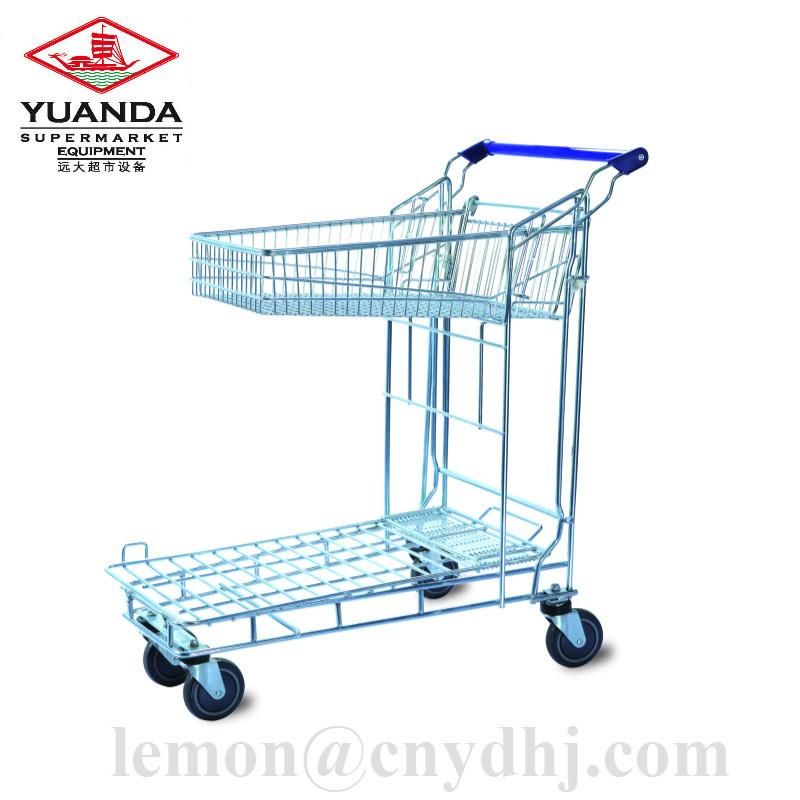 Heavy Duty Steel Zinc Plated Supermarket Cargo Flat Trolley