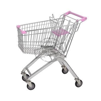 Wholesale Hypemarket Metal 80L Supermarket Trolley with Safety Belt