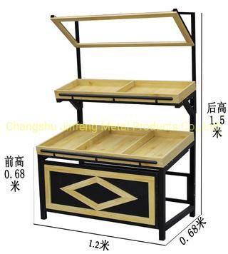 Supermarket Single-Sided Steel-Wooden Fruit and Vegetable Display Shelf