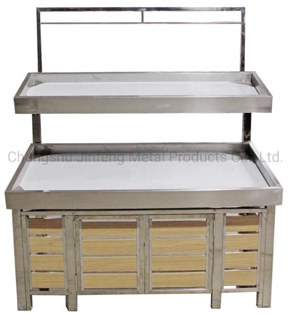 Supermarket Display Stand Vegetable and Fruit Display Rack with Wood