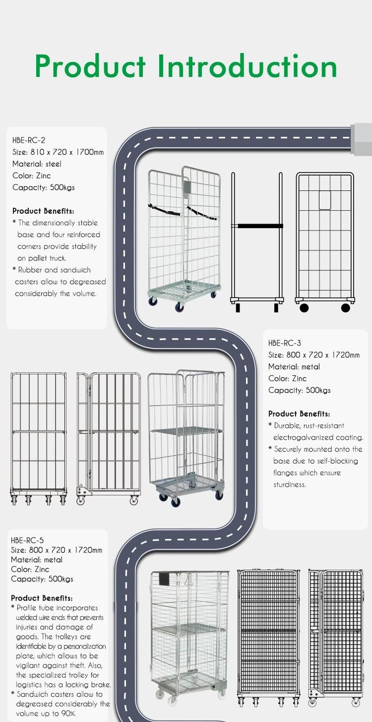 Foldable Collapsible 4 Side Nestable Roll Container with One Upper Shelf