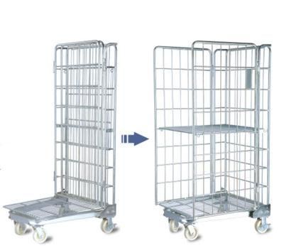 Folding Warehouse Storage Wire Mesh Trolley