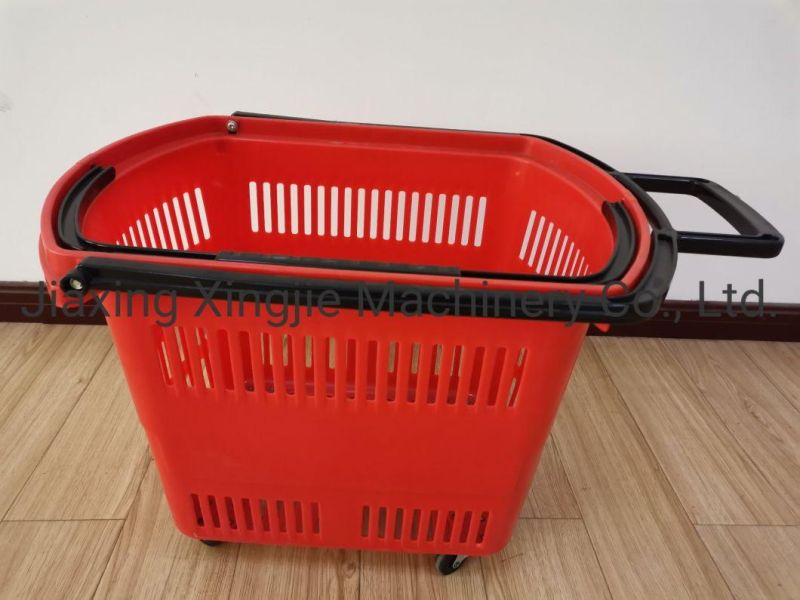 Wholesales Plastic Shopping Basket with 4 Wheels