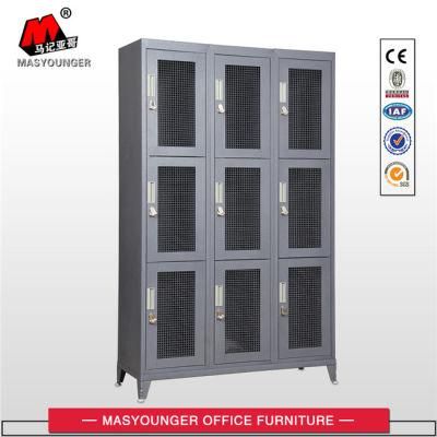 Worker Use 9 Mesh Door Grey Color Metal Storage Locker