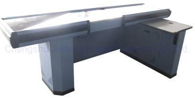 Supermarket Electric Cashier Table Checkout Counter with Conveyor Belt Jf-Cc-097