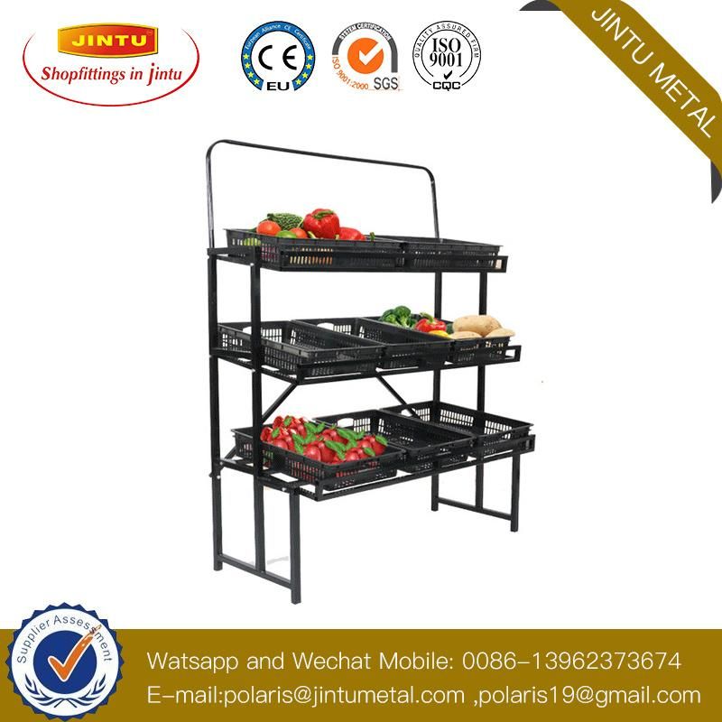 Supermarket Wooden/Metal Fruit and Vegetable Display Stand