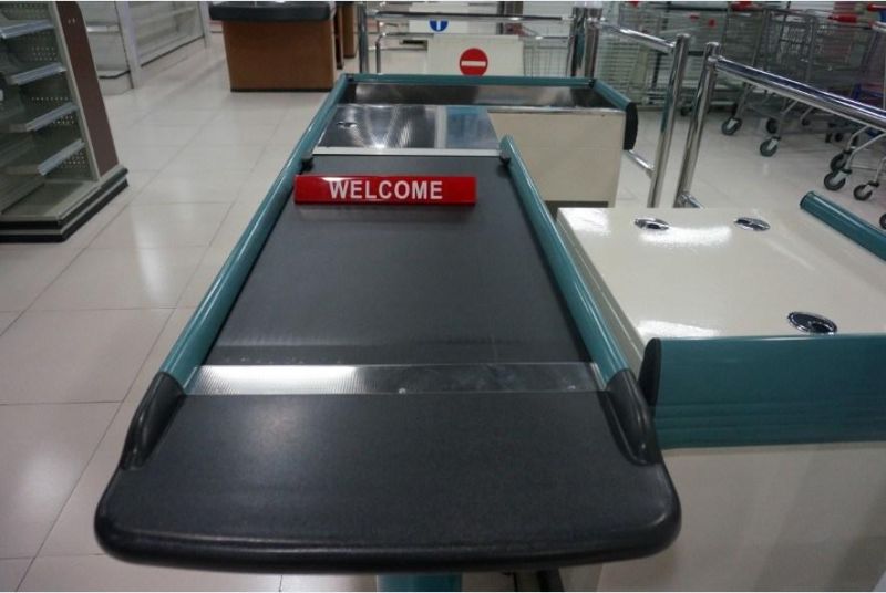 Supermarket Stainless Steel Electric Cashier Counter Retail Design Cashier Counter