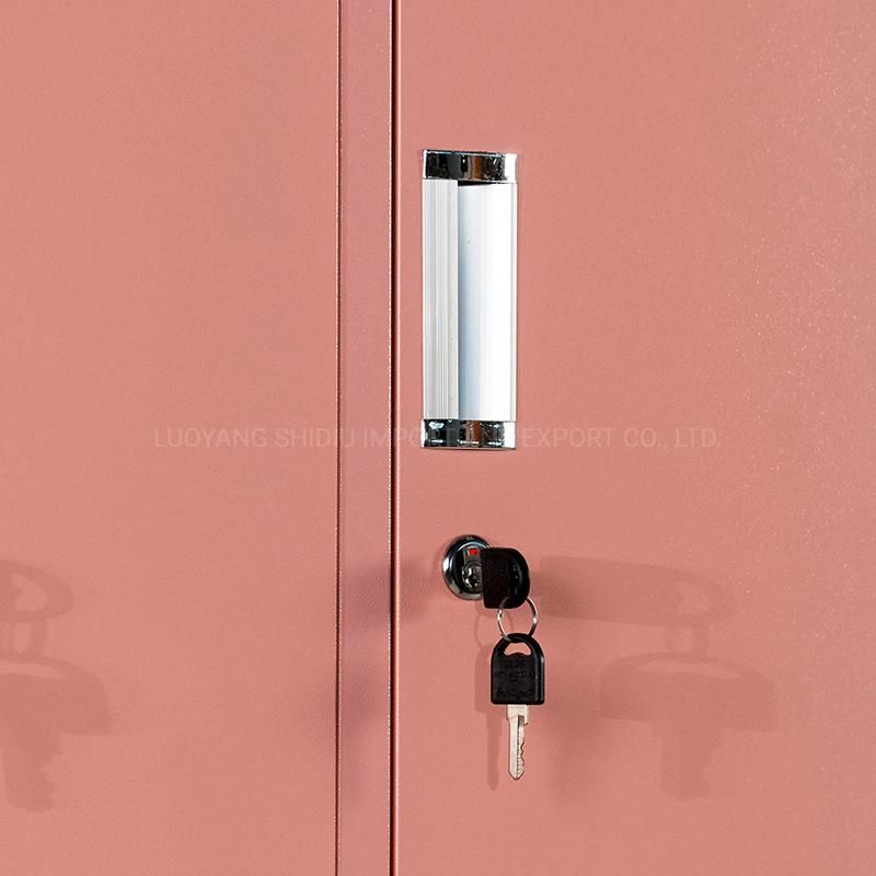 Metal Knock Down Pink 6 Door Locker with Shelf and Hanger for Staff/Student