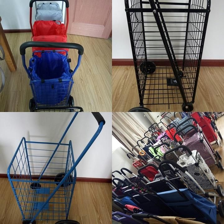 Xjyd13 Folding Shopping Cart with 4 Wheels and PA Bag, Steel Tube with Paint Coating