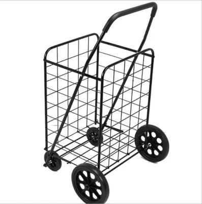 China Heavy Duty Metal Utility Shopping Cart Collapsible Folding Supermarket Trolleys