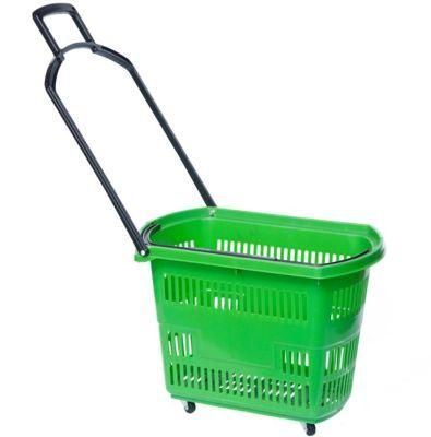 45L Rolling Plastic Shopping Basket