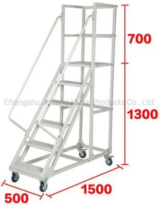 Warehouse Metal Step Ladder Movable Platform Step Ladder Cart