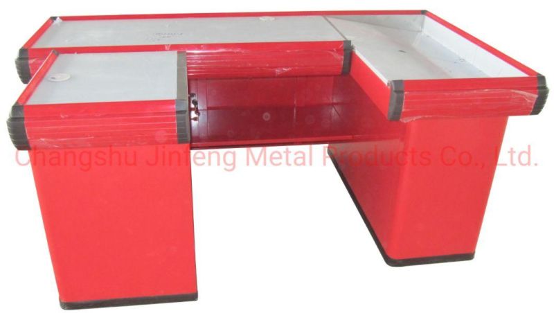 Supermarket Checkout Counter Customized Metal Cashier Table Jf-Cc-063