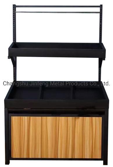 Supermarket Metal and Wooden Fruit Vegetable Display Rack