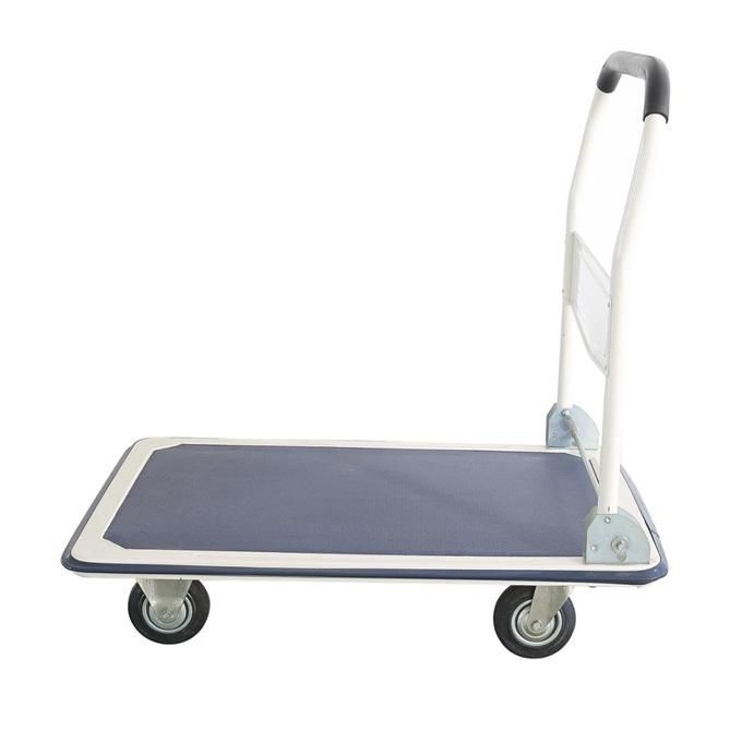 Metal and Plastic Flat Hand Warehouse Four Wheels Tooling Cart