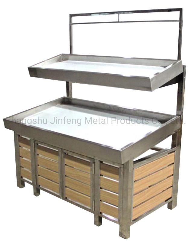 Supermarket Display Stand Vegetable and Fruit Display Rack with Wood