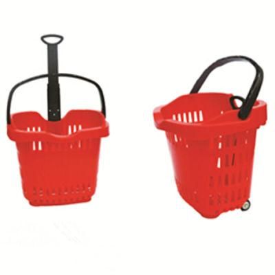 Two Wheels Plastic Laundry Basket