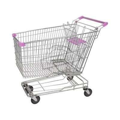 Wholesale Store Zinc Plated Grocery Asian Trolley with 4inch Wheels