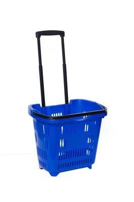 Two Wheels Plastic Foldable Basket