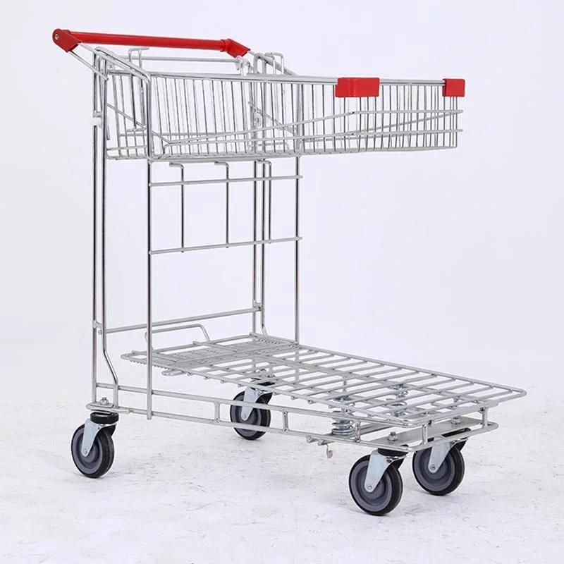 Stainless Steel Frame Carts Supermarket Shopping Trolley