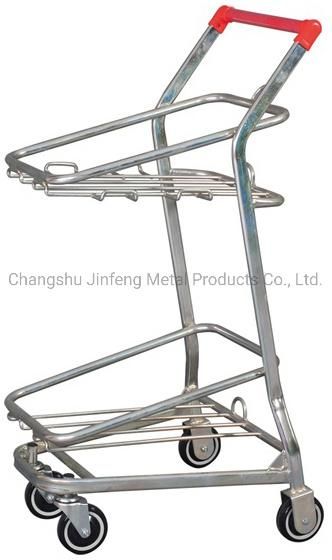 Supermarket Double Layers Metal Shopping Trolley Cart