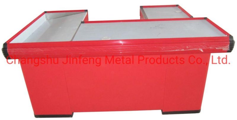 Supermarket Checkout Counter Customized Metal Cashier Table Jf-Cc-063