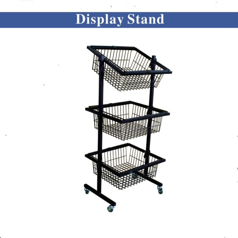 Metal Mesh Basket Shelf Bakery Removable Tiered Bread Wire Display Rack