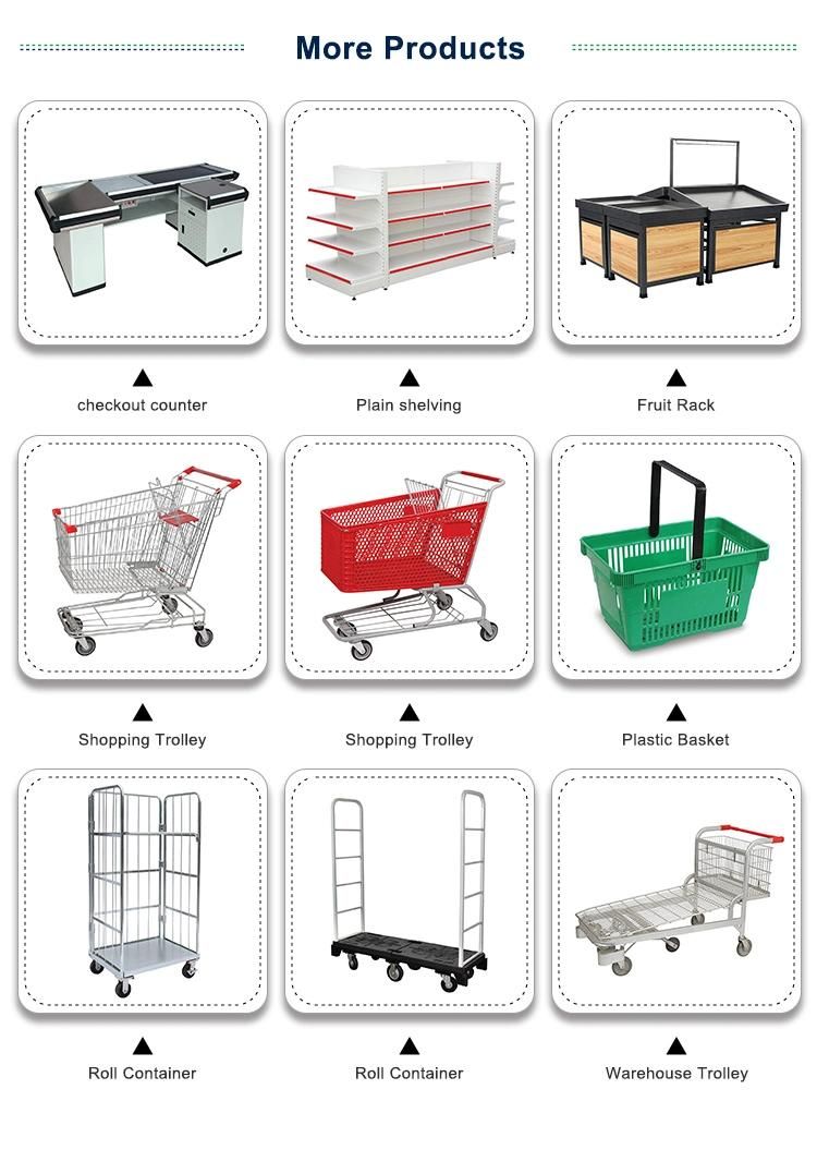 New Designed 100L 4 Wheels Supermarket Trolley with 5inch Wheels