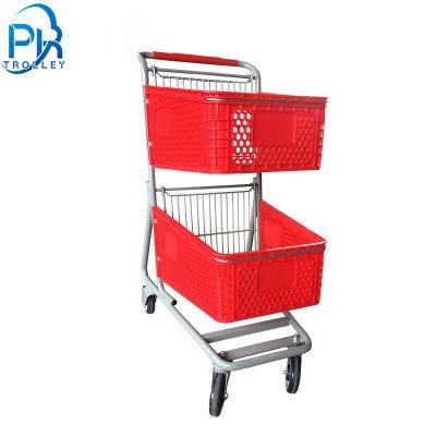 Double Plastic Basket Shopping Trolley