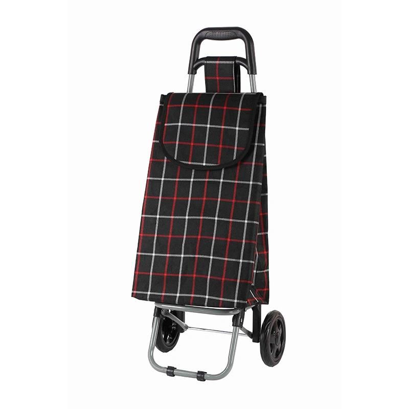 Classical Popular Best Selling Foldable Styles Plaid Fabric Travel Shopping Trolley Cart