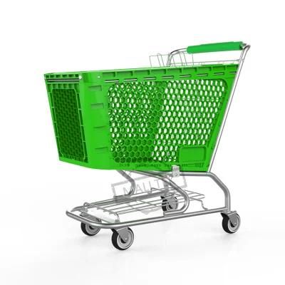 Big Size Grocery Cart Plastic Shopping Trolley for Supermarket