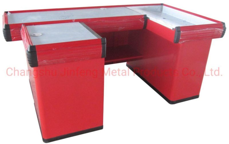 Supermarket Checkout Counter Customized Metal Cashier Table Jf-Cc-063