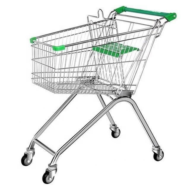 Hot Selling Store Hand Push Cart Supermarket Metal Shopping Trolley Cart